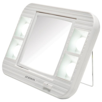 Jerdon LED Lighted Makeup Mirror with 5X-1X Mag