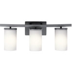 Kichler Lighting - Crosby 3 Light Bathroom Vanity Light, Black - Streamlined and simple, This Crosby 3 light bath light in Black delivers clean lines for a contemporary style. The Satin Etched Cased Opal shades enhance this minimalistic design.