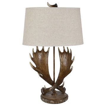 Moose Run Table Lamp in Handfinished Brown And White