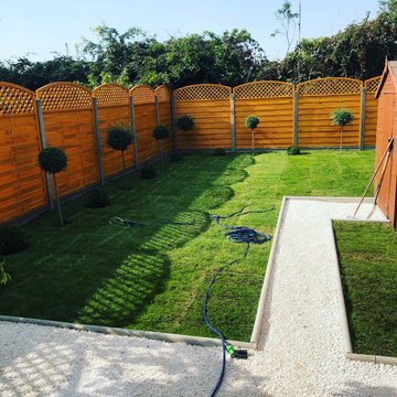 Turfing, fencing, gravel