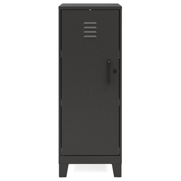 Pemberly Row 42.5"H 3 Shelf Metal Storage Locker Cabinet 3" Legs in Black