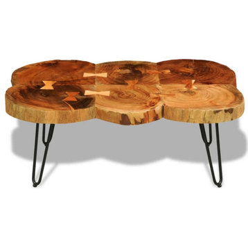 Vidaxl Coffee Table 13.8" 6 Trunks Solid Sheesham Wood
