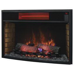 Contemporary Indoor Fireplaces Curved Infrared Electric Fireplace Insert, 32"