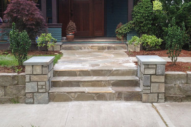 Design ideas for a rustic stone garden path in Seattle.