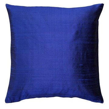 Pillow Decor Sankara Silk Throw Pillows 18"x18", Dark Blue