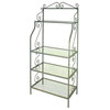 36" French Bakers Rack With 4 Wood Graduated Shelves, Ivory, 36", Walnut