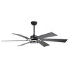 60" Smart LED Ceiling Fan With Remote and Light, Blackandnickel