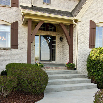 Dark Wood Front Door of French Country Home