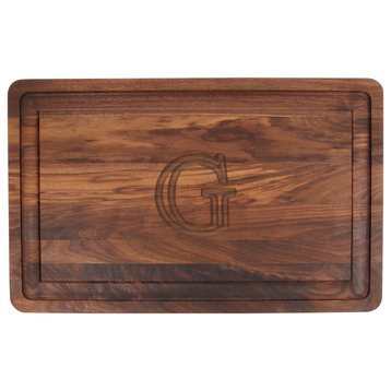 BigWood Boards Rectangle Monogram Walnut Carving Board, G