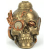 Antique Bronze Finish Retro-Futuristic Steampunk Human Skull Tabletop Statue