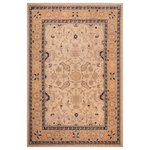Bareens Designer Rugs - Boho Chic Ziegler Otilia Beige Peach Hand-Knotted Wool Rug - 9'0'' x 11'5'' - Enhance the ambiance of your home with this magnificent Persian-influenced Turkish hand-knotted rug made by skilled artisans capable of creating the most exceptional vegetable dyes and hand-spun wool. This exquisite handmade rug is a one-of-a-kind Peshawar Kafkaz, otherwise identified as Chobi, Chobi Peshawar, Oushak, or Ziegler rug. These handmade rugs are crafted in Pakistan utilizing superior-quality wool imported from Australia, New Zealand, and Korea in two types of weaves: the Persian weave and the Mori weave. This rug is meticulously crafted by hand using the finest natural vegetable dyes extracted from local plants. The artisans use a blend of hand-spun local and fine merino wool, resulting in a rug with a compelling texture, higher lanolin content, and longer staple. The artisans occasionally incorporate natural or artificial silk into the pile to enhance specific motifs. The finished product is an awe-inspiring execution of flawless design and an understated palette that exudes elegance.