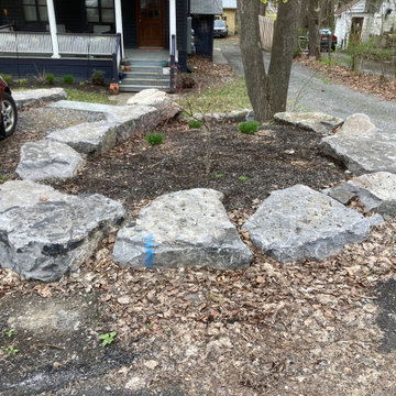 Bluestone Stairway and Seneca Boulder Retaining wall
