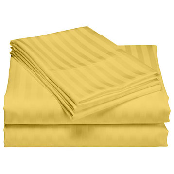 600 Thread Count 100% Cotton Stripe Sheet Set, Gold, King