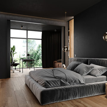 Design of the main bedroom in a private house.