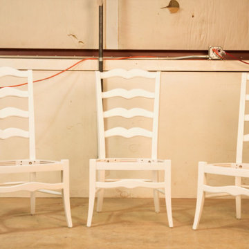 French-style ladderback dining chairs refinished in Fort Collins
