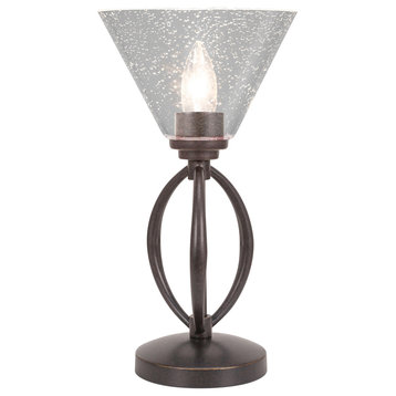 Marquise Accent Lamp In Dark Granite Finish With 7" Clear Bubble Glass