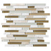 Bliss Bamboo Stone and Glass Linear Mosaic Tile, 12"x12" Sheet