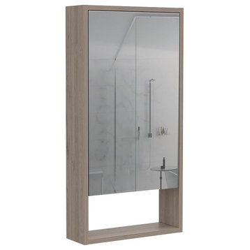 TuHome Gray Modern Engineered Wood Mariana 35" Mirror Medicine Cabinet