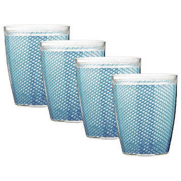 Fishnet 14Oz Niagara Blue Doublewall Drinkware, Set Of 4