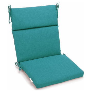 19"x40" Spun Polyester Outdoor Squared Seat/Back Chair Cushion, Aqua Blue