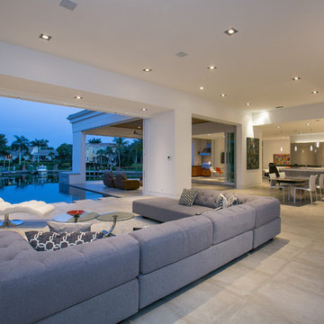 Open Contemporary Living Room with Pool Views — Bay Isles South Longboat Key