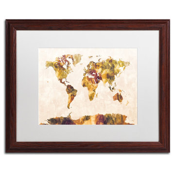 Michael Tompsett 'Map of the World' Matted Framed Art, White Mat, 20"x16"