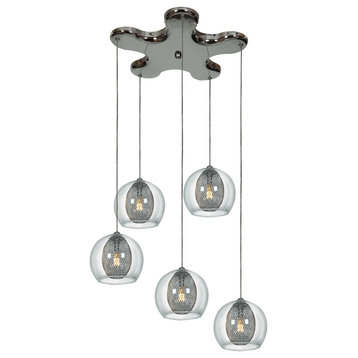 Aeria 5 Light Pendant, Chrome