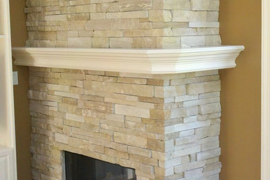 Transitional family room photo in Omaha