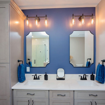 "Statement Tile & Streamlined Fixtures in a Modern Bath"