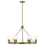 Livex Lighting - Lansdale 6 Light Antique Brass Chandelier - Simplicity and attention to detail are the key elements of the Lansdale collection.  The dimensional form, exposed bulbs and combination of finishes adds a playful mood to a contemporary or urban interior. This six light chandelier design gives a new face to any interior.  It is shown in an antique brass finish.