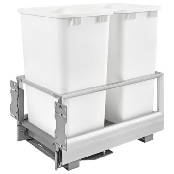 Aluminum Pull Out Trash Container With Soft Open/Close, 15.75", 50 qt./12.5 gal