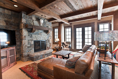 Design ideas for a country family room in Other.