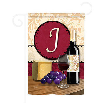 Wine J Monogram 2-Sided Impression Garden Flag