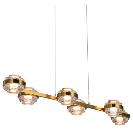 Milano 39" ETL Certified Integrated LED Adjustable Chandelier, Antique Brass