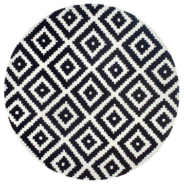 nuLOOM Hand-Tufted Geometric Tuscan Rug, Black, 5' Round