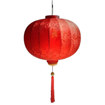 Vietnamese Ball Silk Lantern, Red, 25", 12' Lighting Kit