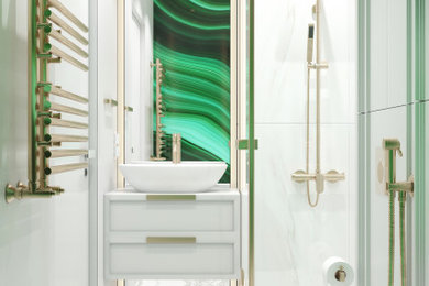 Изысканная ванная комната. Зеленый + золото
