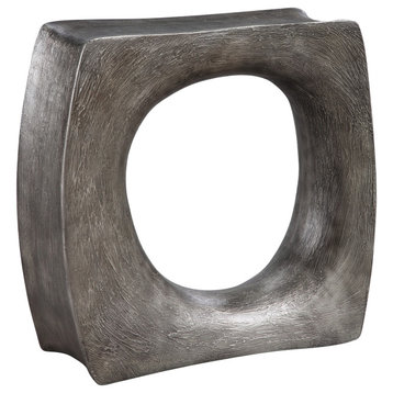 Modern Art Sculpture Accent Table Open Circle Bullseye Slim Abstract Industrial