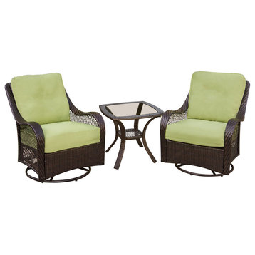 Hanover ORLEANS3PCSW Orleans 3-Piece Steel Framed Resin Wicker - Brown / Green