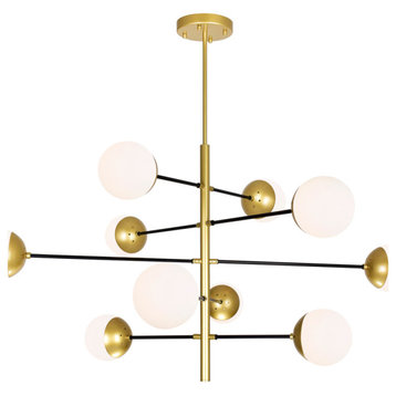 Compass 10 Light Chandelier With Medallion Gold Finish
