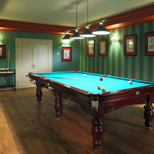 Diseño de sótano en el subsuelo actual con paredes verdes