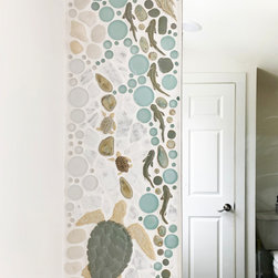 Custom Floating Vanity w/ Integrated Backsplash - Tile Murals