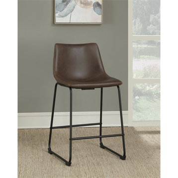 Coaster Armless Faux Leather Counter Height Stools in Brown