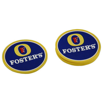 Set of 4 Fosters Lager Rubber Coasters Mini Beverage Mats