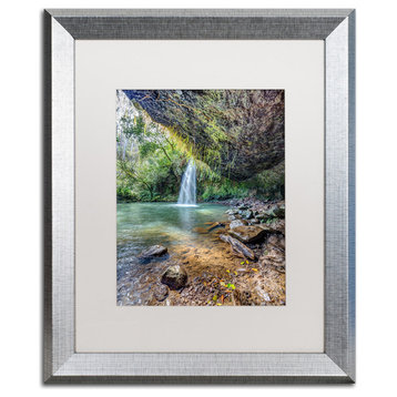 Pierre Leclerc 'Twin Falls' Matted Framed Art, Silver Frame, White, 20x16