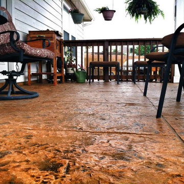 Concrete Patio With Stamped Concrete Overlay