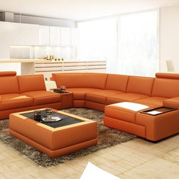 5103 Modern Leather Sectional w/Audio System - Sectional Sofas