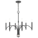 Livex Lighting - Livex Lighting Scandinavian Gray 6-Light Chandelier - Less is more with this sleek minimalist chandelier from the Wisteria collection. The thin bar arms and simple cylindrical candle sleeves are perfect for adding mid century modern pizzazz to understated decor.�