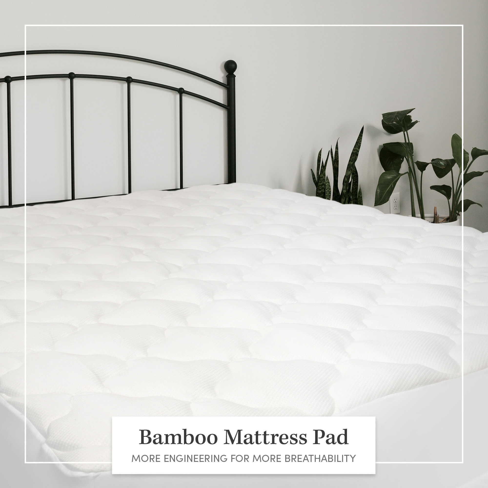 Bamboo Pillow Top Mattress Pad, Queen