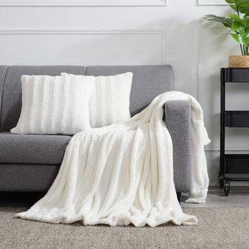 Faux Fur Blanket and Throw Pillow